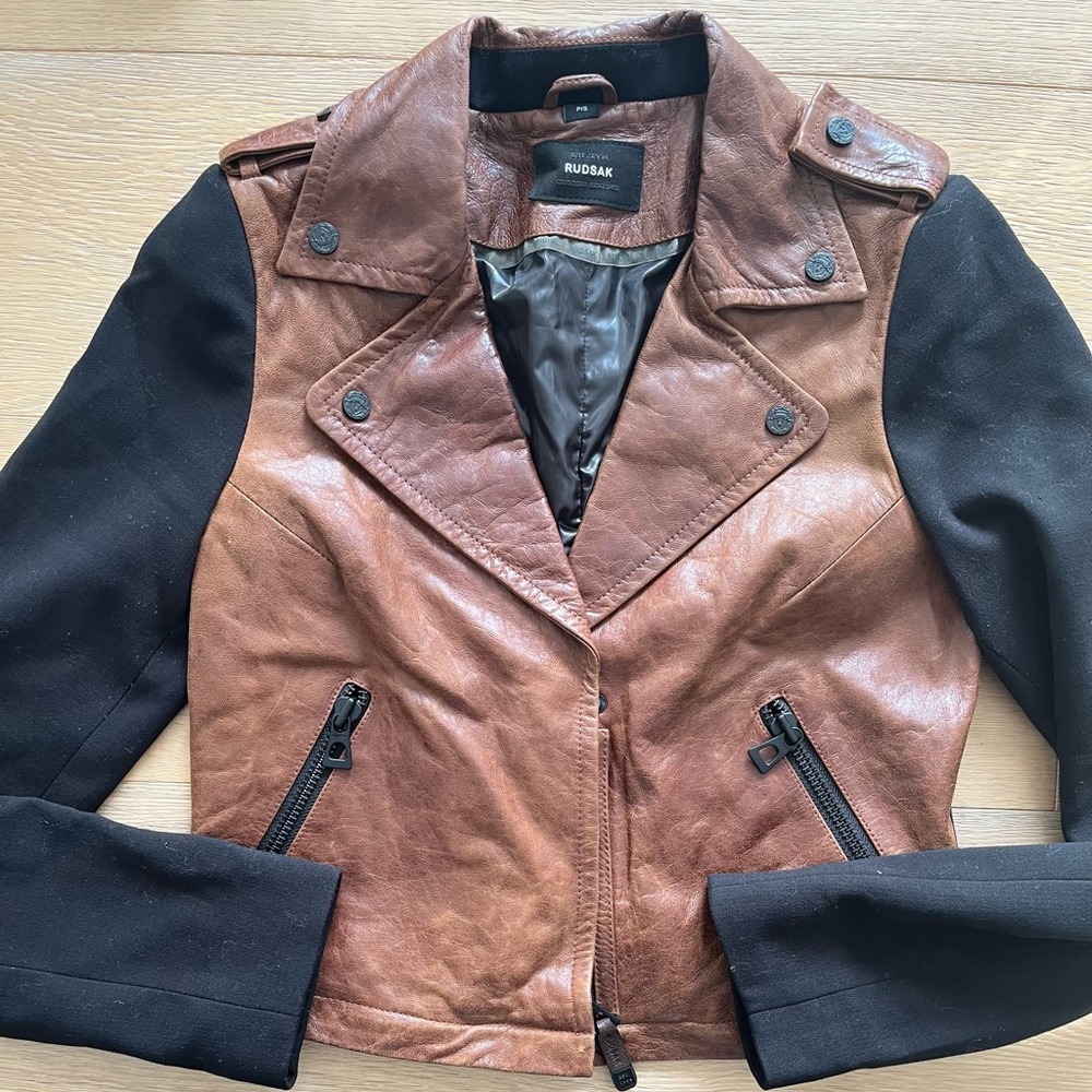 Rudsak 2 in 1 leather/fabric jacket sz S